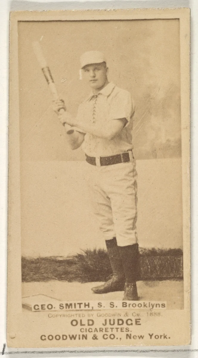 Geo. Smith, Shortstop, Brooklyn Bridegrooms, from the Old Judge series (N172) for Old Judge Cigarettes by Goodwin & Company, photograph, 1888