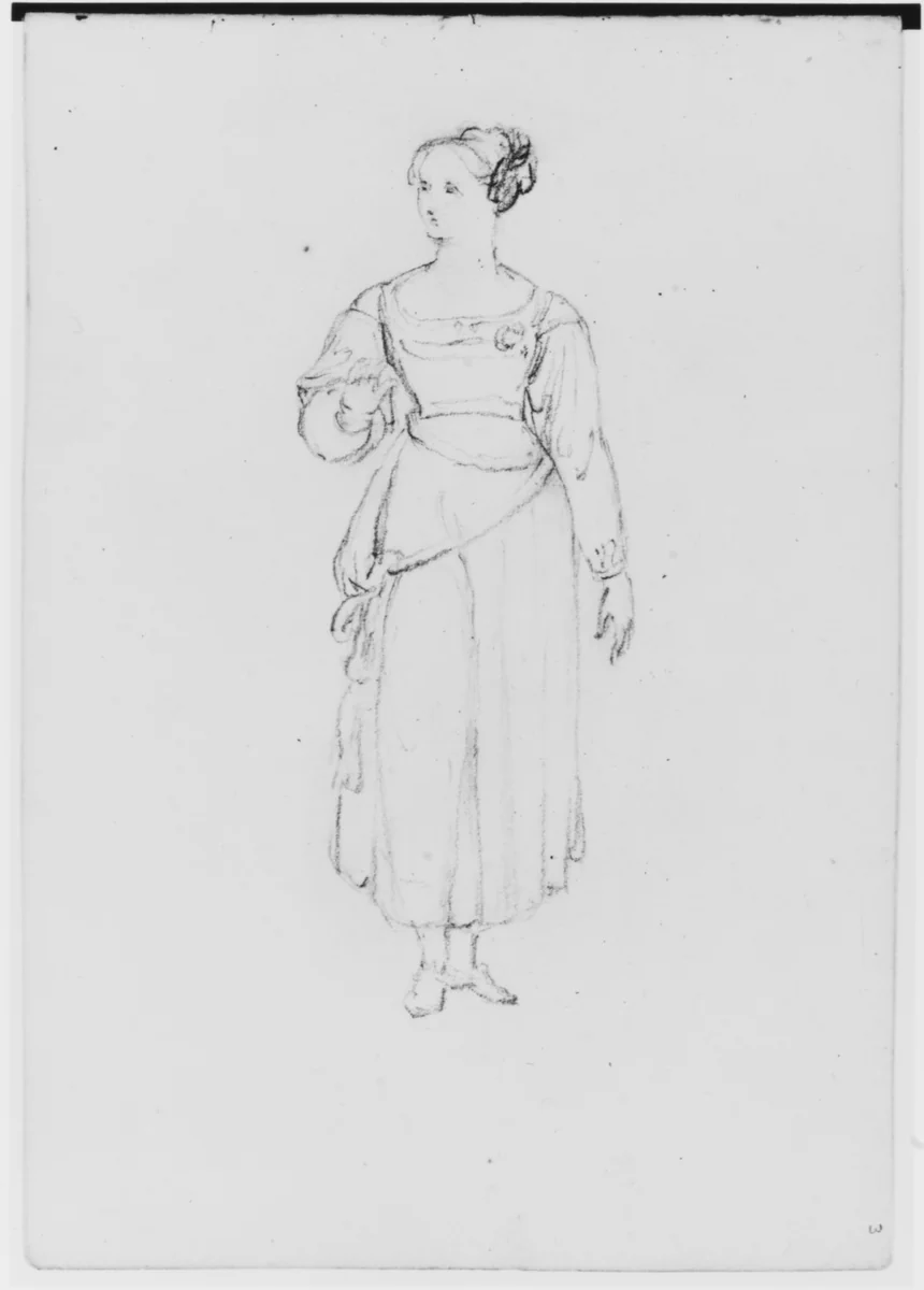 Single Female Figure (from Sketchbook) by Asher Brown Durand, artwork, 1796-1886