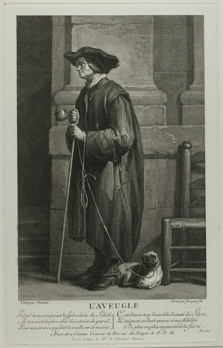 The Blind Man Begging by Louis Surugue, print, 1748-1758