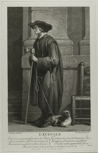 The Blind Man Begging by Louis Surugue, print, 1748-1758