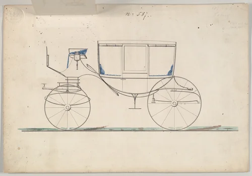 Curtain Coach #587 by Brewster & Co., drawing, 1865-1875