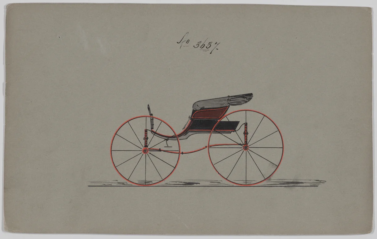 Design for Pony Phaeton, no. 3637 by Brewster & Co., drawing, 1880