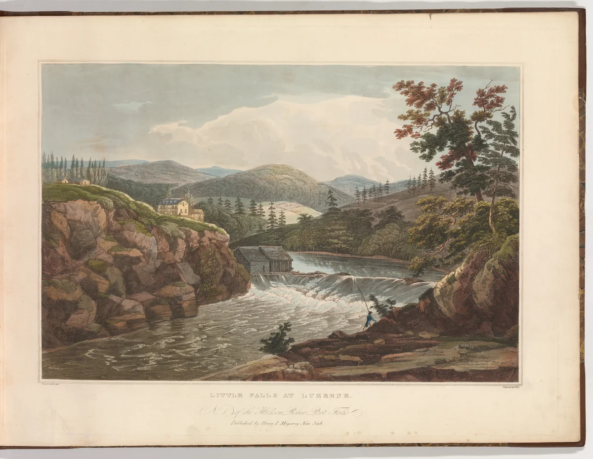 Little Falls at Luzerne (No. 1 of The Hudson River Portfolio) by John Hill, print, 1822-1823