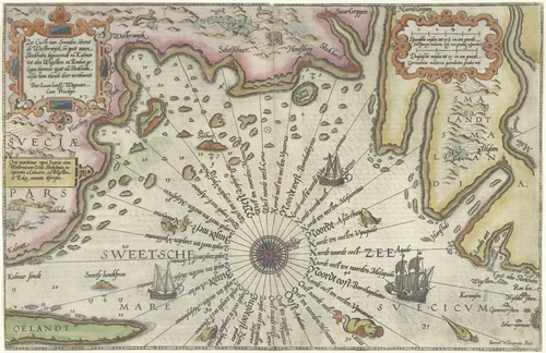 Kaart van de kust van Zweden tussen Kalmar en Stockholm by Unknown, print, 1580-1583