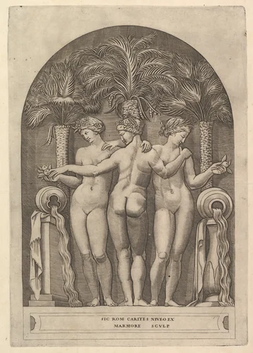 The Three Graces, from "Speculum Romanae Magnificentiae" by Marco Dente, print, 1510-1532