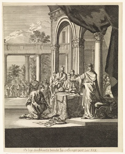 Gelijkenis van de talenten by Jan Luyken, print, 1708