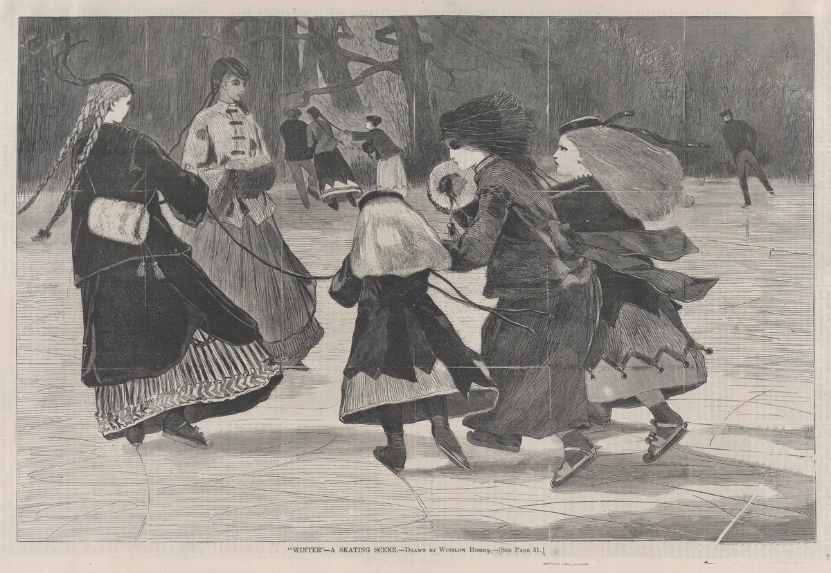 "Winter" – A Skating Scene (from "Harper's Weekly," Vol. XII) by Winslow Homer, print, 1868