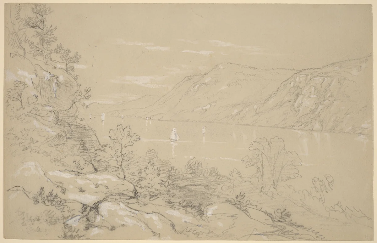North from Storm King by John William Casilear, drawing, 1850-1860