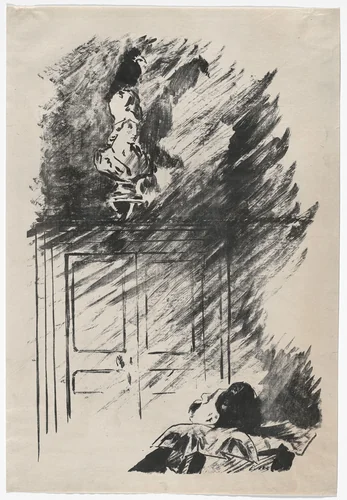 Le Corbeau sur la buste (The Raven on the Bust of Pallas) (plate 3) from Le Corbeau (The Raven) by Édouard Manet, illustrated book, 1875