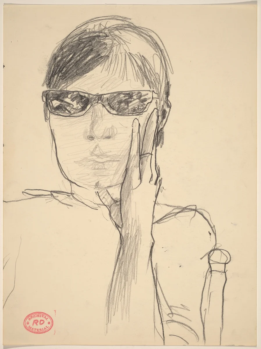 Untitled [woman wearing sunglasses] by Richard Diebenkorn, drawing, 1955-1967