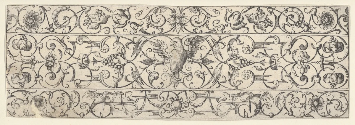Plate 8, from "Friezes with Birds, Flowers and Meandering Wreaths and Scrolls" by Theodor Bang, print, 1600-1620