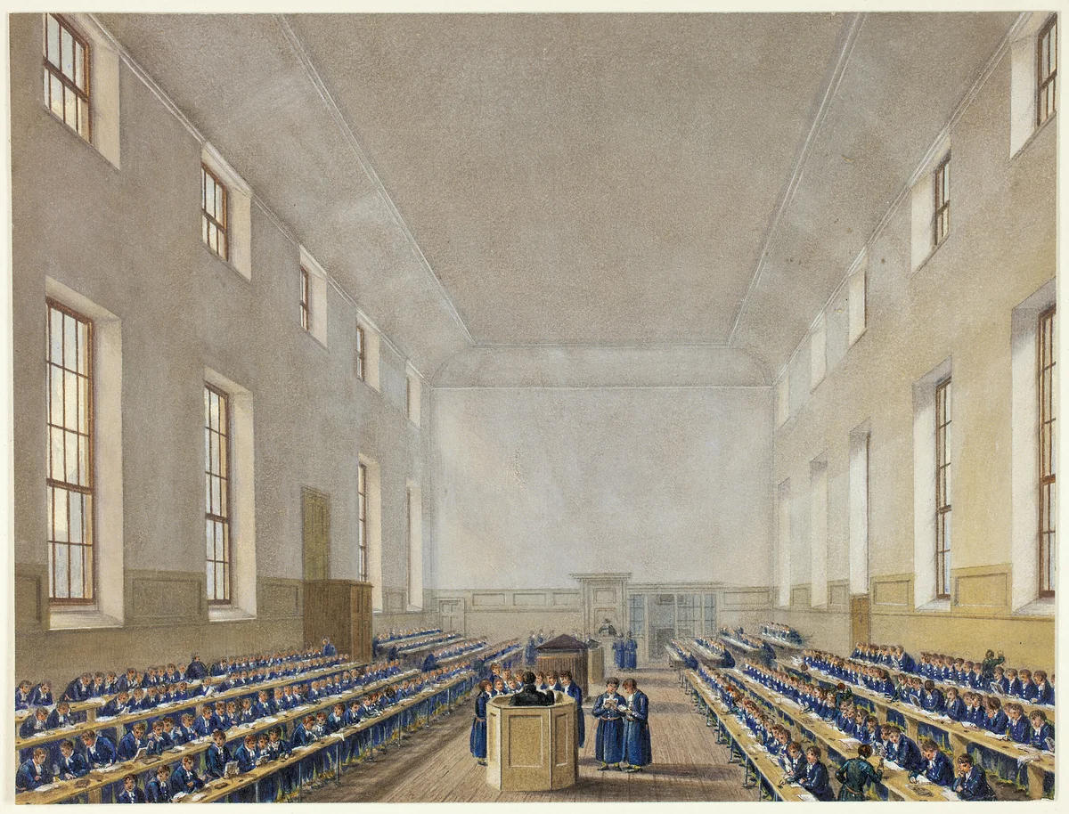 The Grammer School, Christ's Hospital by Augustus Charles Pugin, painting, 1811-1821