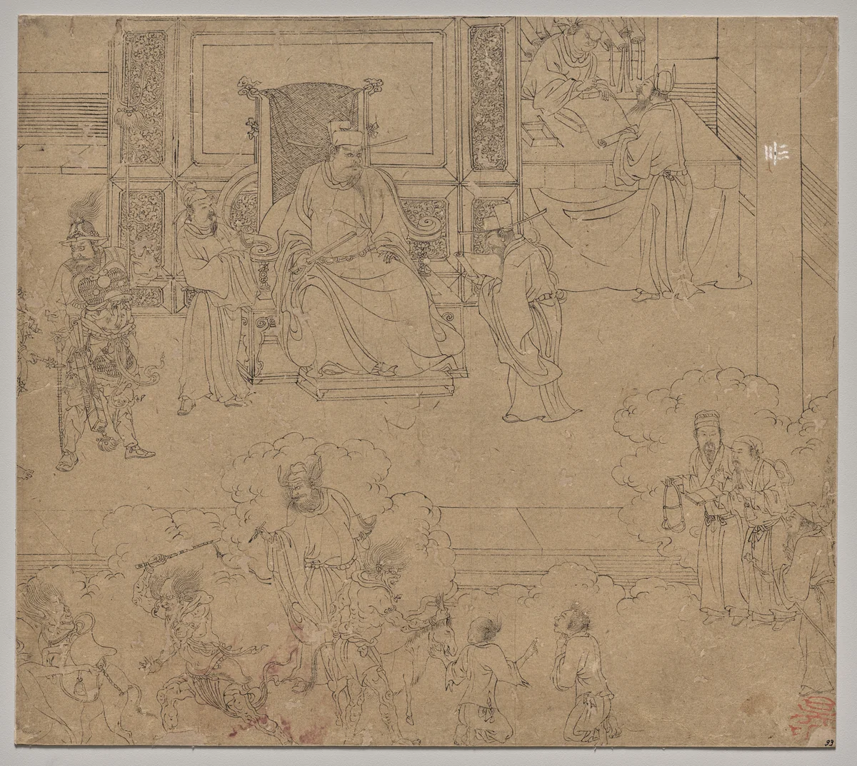 Album of Daoist and Buddhist Themes: Kings of Hells: Leaf 33 by Unknown, painting, 1200-1299