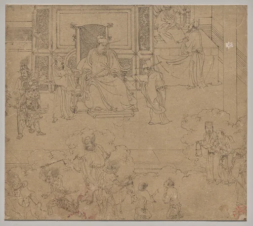 Album of Daoist and Buddhist Themes: Kings of Hells: Leaf 33 by Unknown, painting, 1200-1299