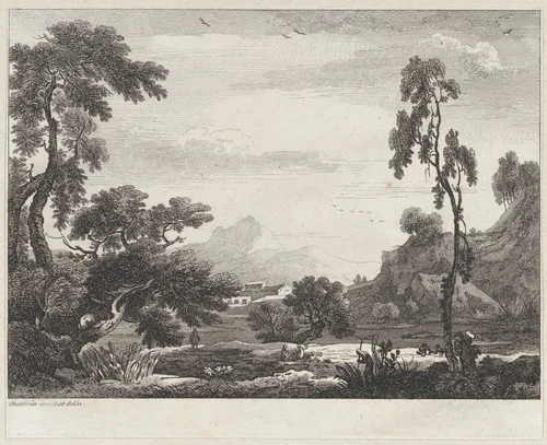 Landscape by Jean Baptiste Claude Chatelain, print, 1725-1763