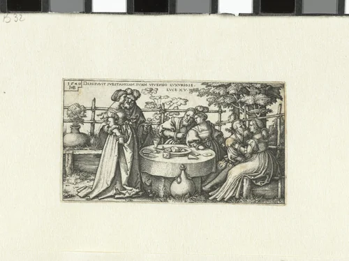 Verloren zoon verspilt zijn erfenis by Unknown, print, 1540