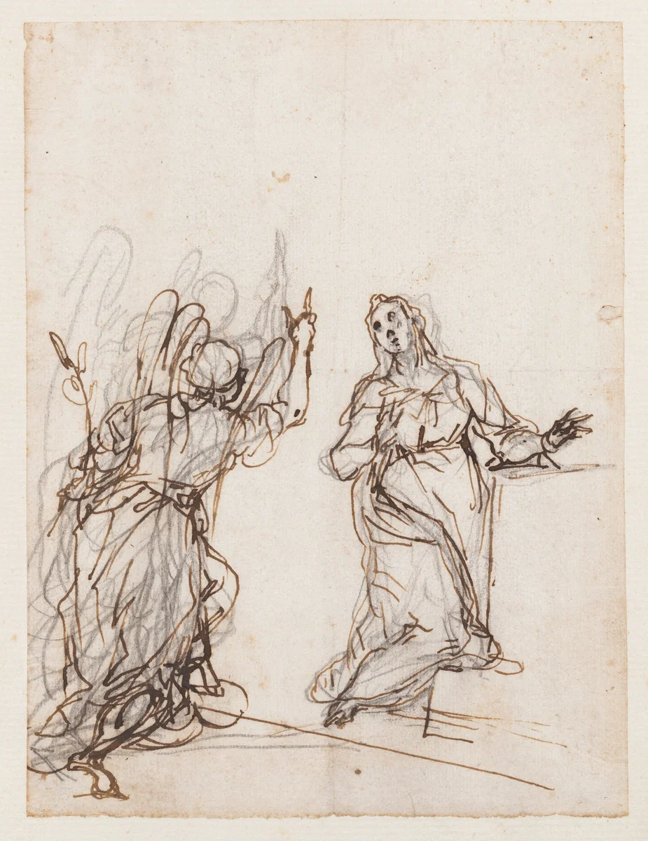 The Annunciation by Alessandro Maganza, drawing, 1556-1630