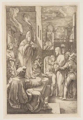 Christ before Caiaphas, from The Passion by Hendrick Goltzius, print, 1597