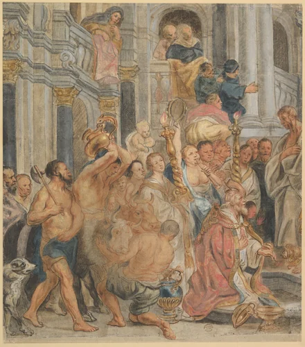 Saint Paul at Lystra by Jacob Jordaens, drawing, 1605-1678