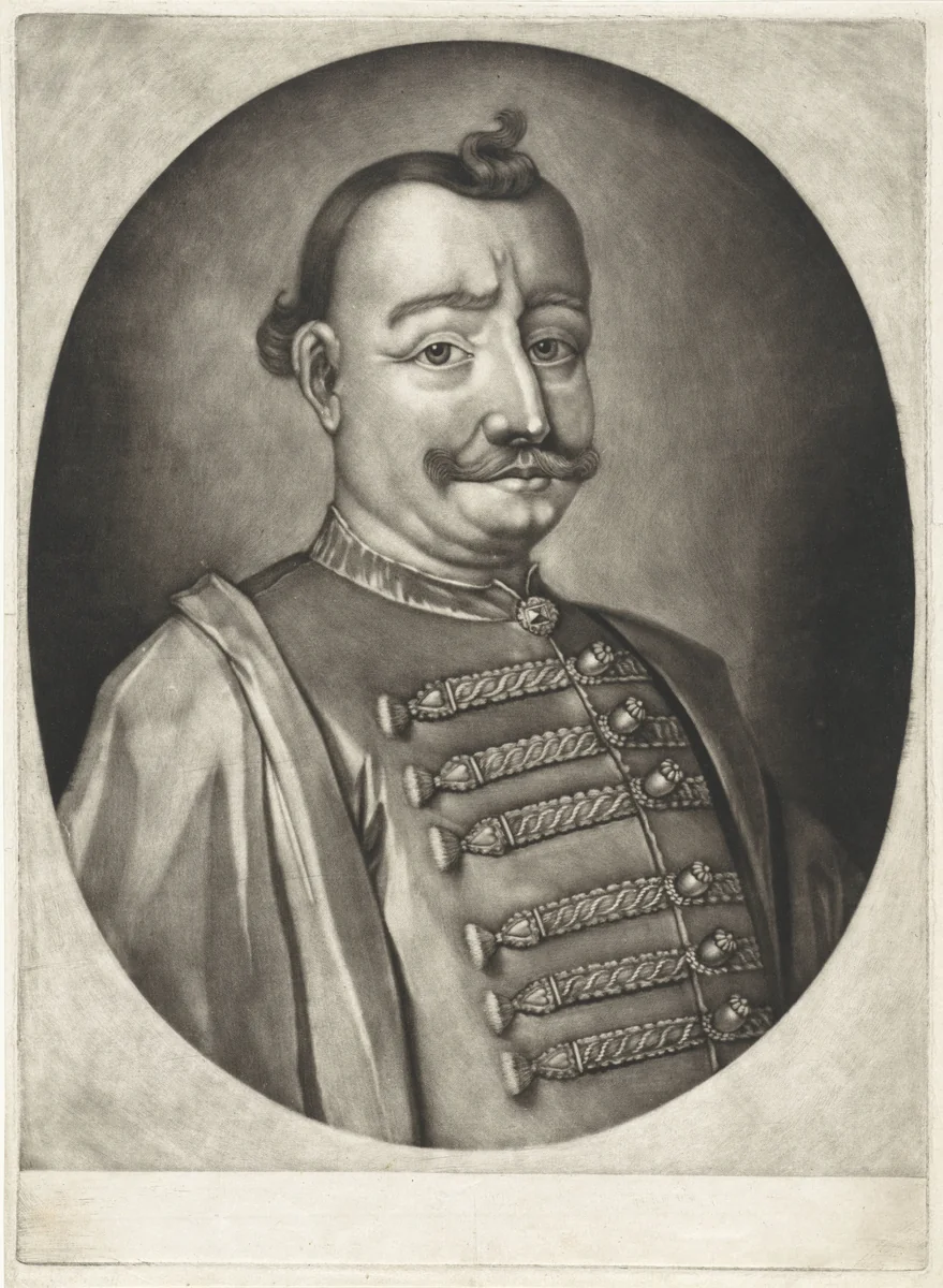 Portret van baron Emmerich Tekkely by Pieter Schenk, print, 1670-1713