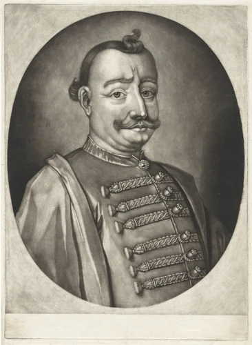 Portret van baron Emmerich Tekkely by Pieter Schenk, print, 1670-1713