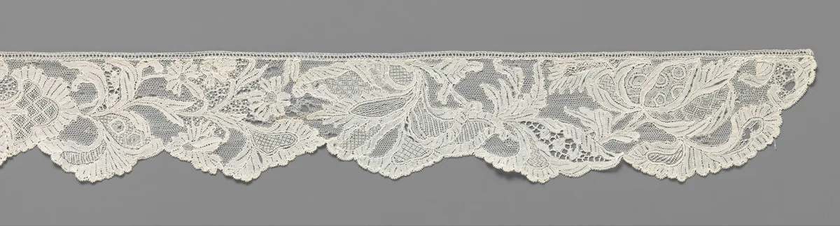 Engageante van naaldkant met trosbloemen en tulpen by anonymous, other, 1710-1730