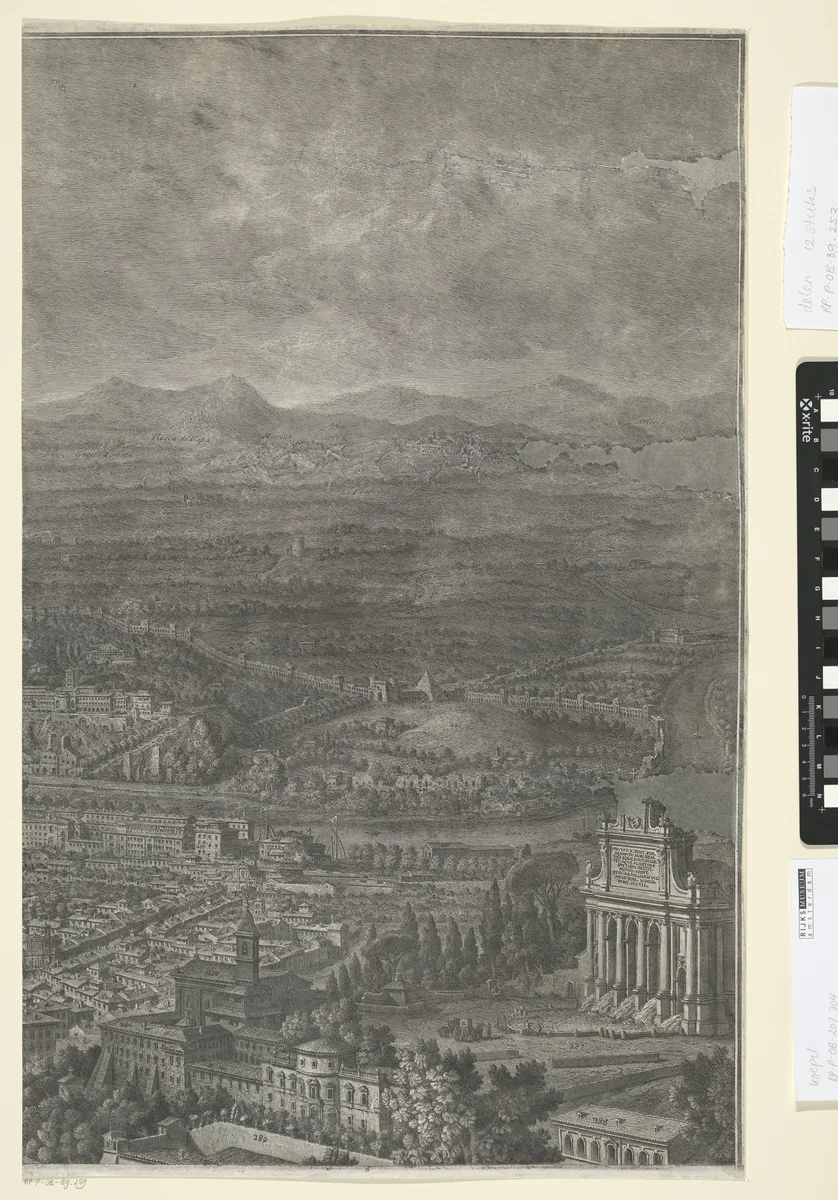 Panorama van de stad Rome by Giuseppe Vasi, print, 1765