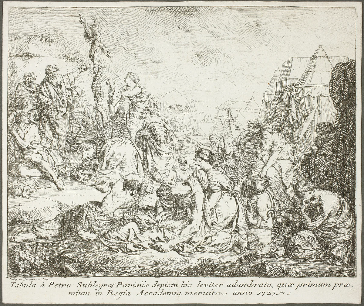 The Brazen Serpent of Moses by Pierre Hubert Subleyras, print, 1727