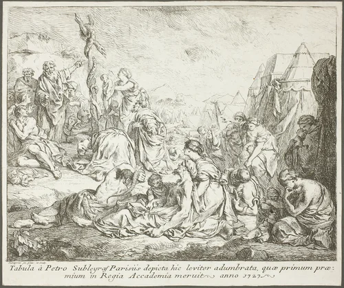 The Brazen Serpent of Moses by Pierre Hubert Subleyras, print, 1727