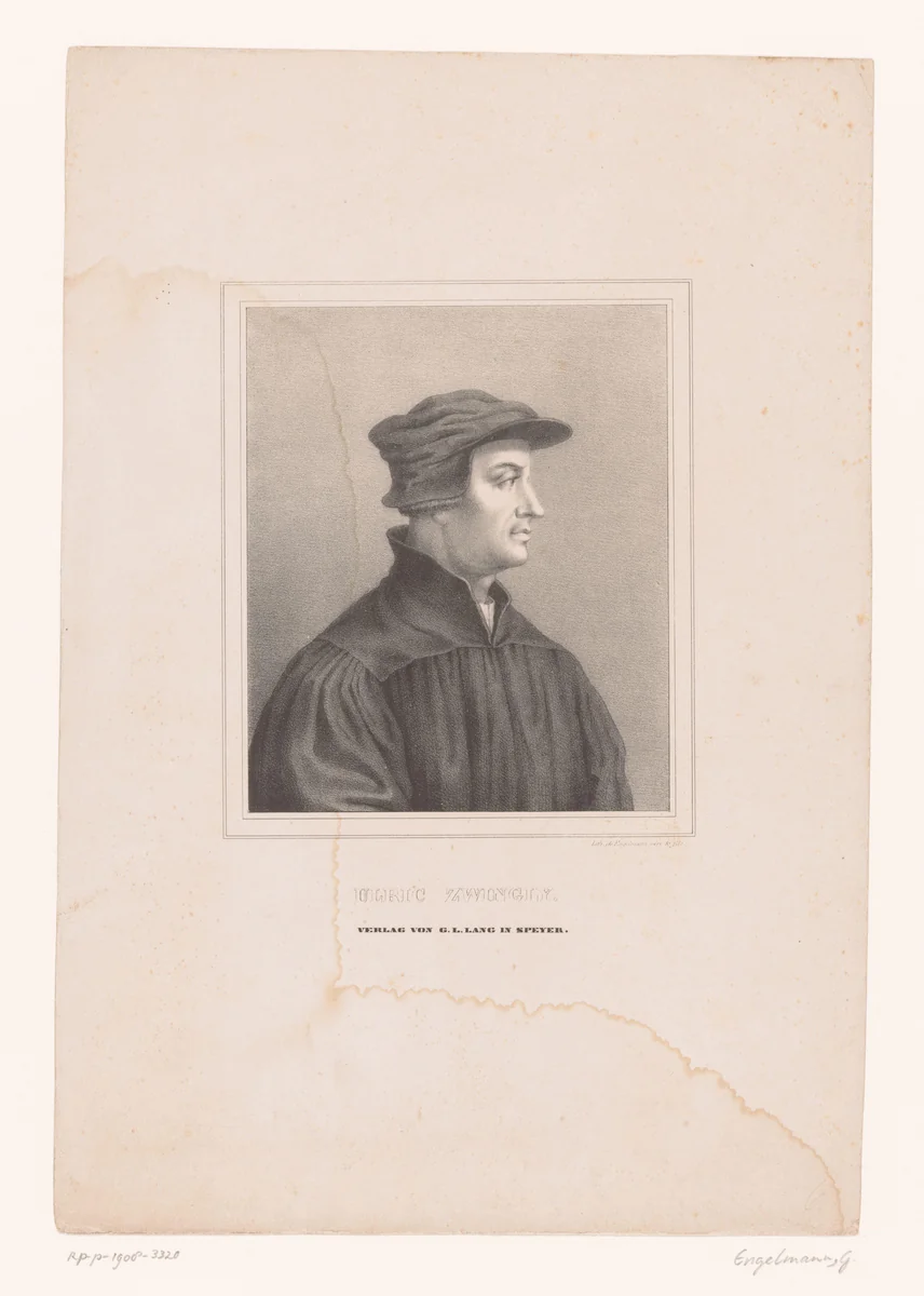 Portret van Ulrich Zwingli by anonymous, print, 1837-1839