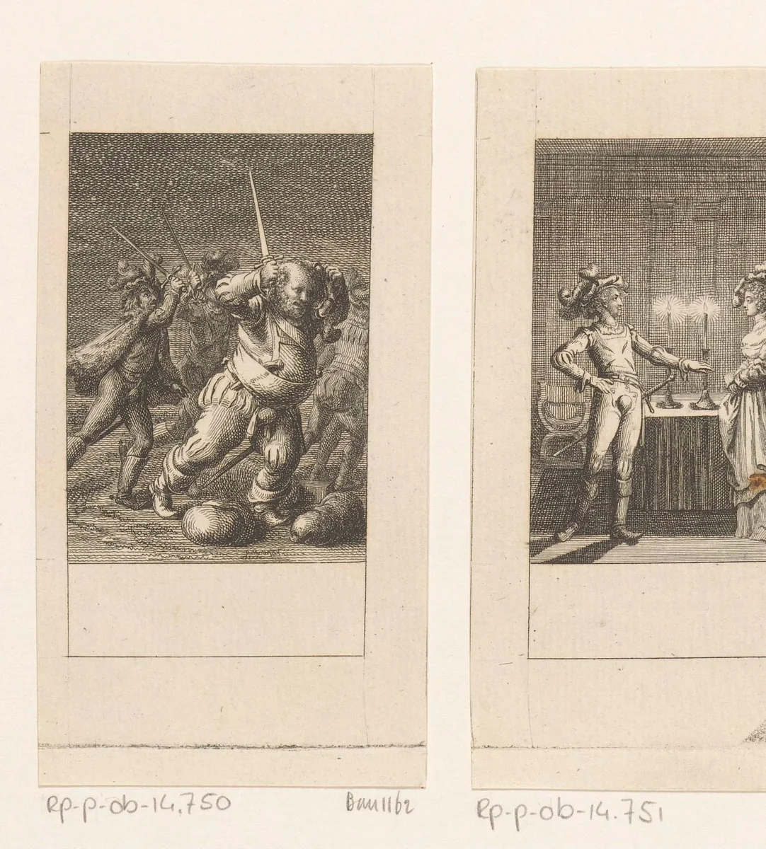 Henry en Poins overvallen Falstaff en zijn metgezellen by Daniel Nikolaus Chodowiecki, print, 1785
