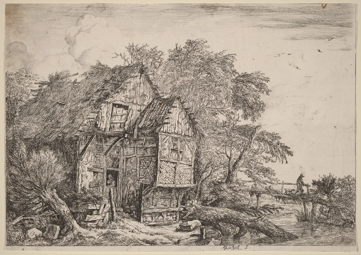 The Little Bridge by Jacob van Ruisdael, print, 1628-1682