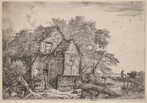 The Little Bridge by Jacob van Ruisdael, print, 1628-1682