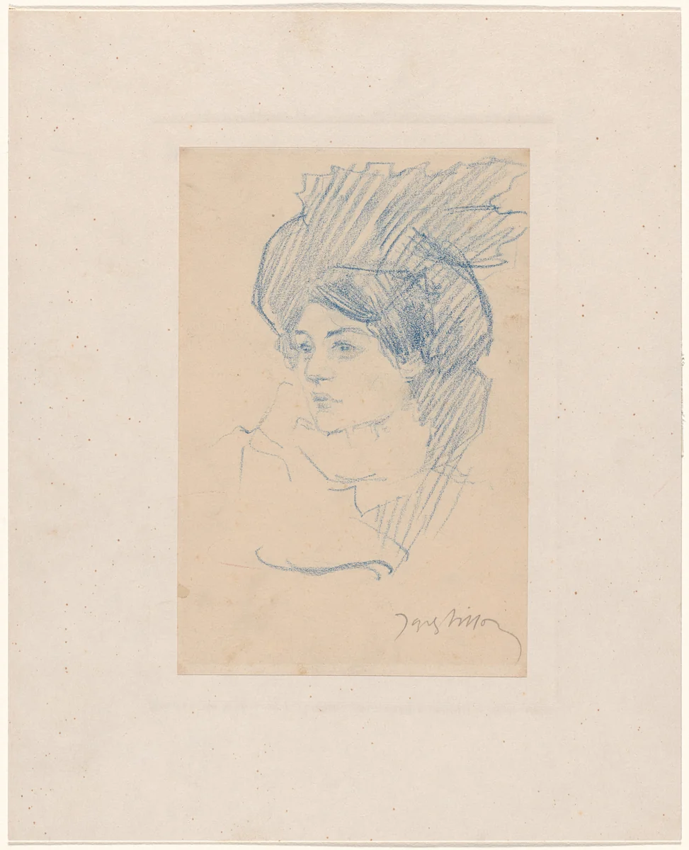 Head of a Woman by Jacques Villon, drawing, 1900