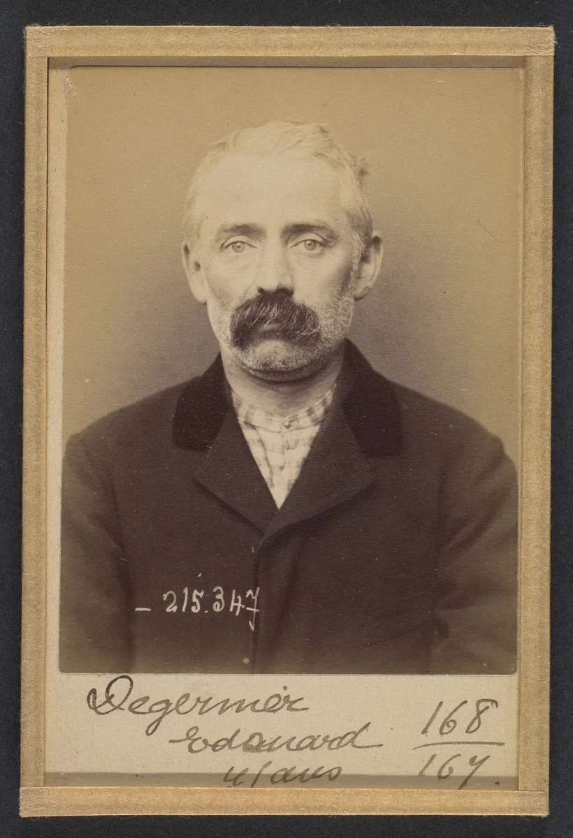 Dejernier (ou Degernier). Edouard. 45 ans, né à Gand (Belgique). Tailleur d'habits. Anarchiste. 8/3/94. by Alphonse Bertillon, photograph, 1894