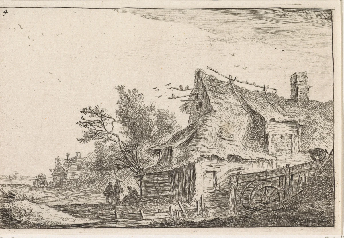 Dorpsgezicht met een watermolen by Anthonie Waterloo, print, 1630-1663