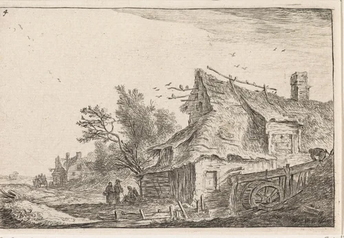 Dorpsgezicht met een watermolen by Anthonie Waterloo, print, 1630-1663