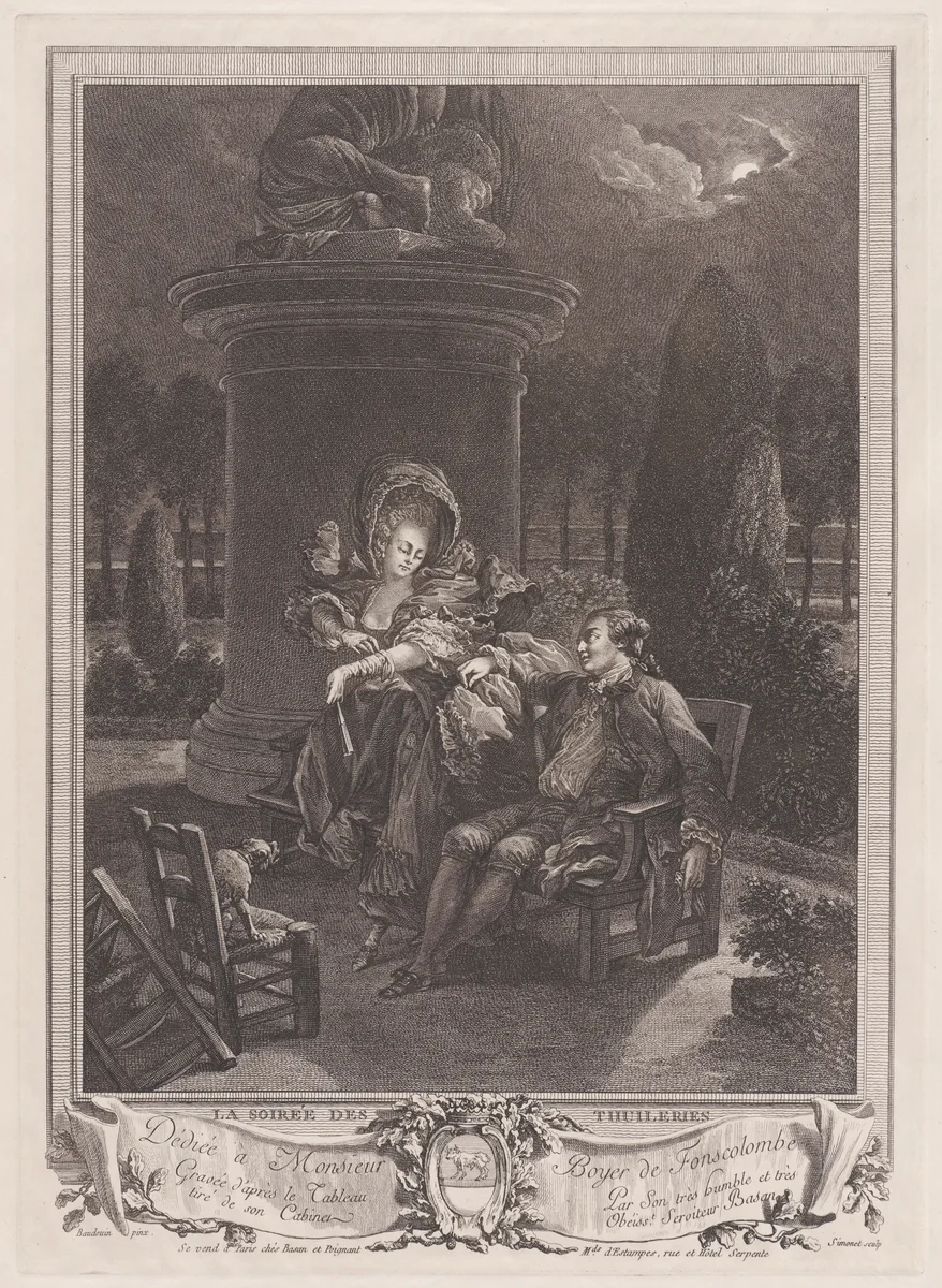 La Soirée des Thuileries by Pierre-Antoine Baudouin, print, 1774