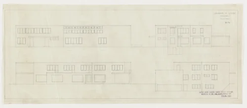 Hermann Lange House, Krefeld, Germany, Four elevations by Ludwig Mies van der Rohe, mies van der rohe archive, 1927