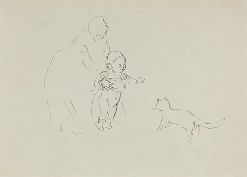 a) Nurse and Child (recto); b) Man on Horseback (verso) by Jean-Louis Forain, drawing, 1852-1931
