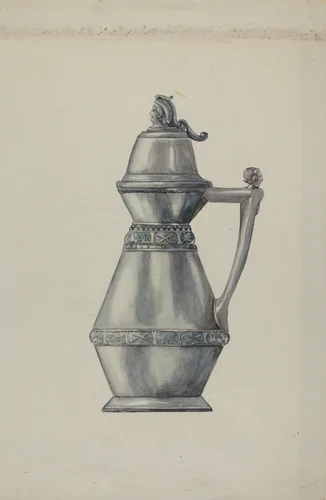 Pewter Syrup Jug by Harry Mann Waddell, index of american design, 1937