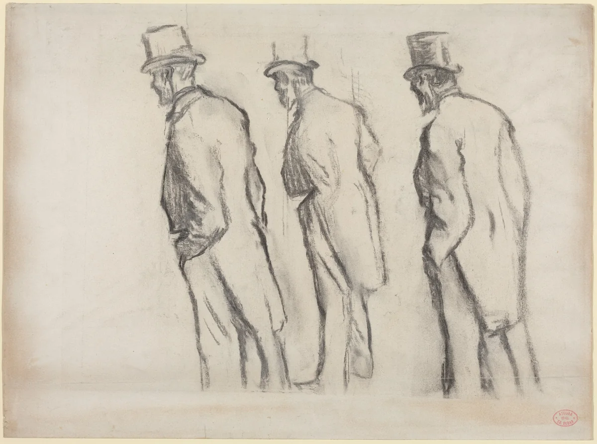 Three Studies of Ludovic Halévy Standing by Edgar Degas, drawing, 1880