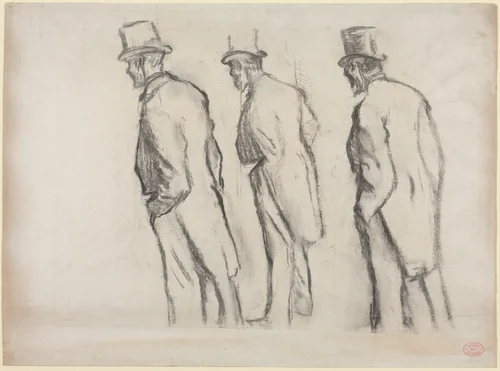 Three Studies of Ludovic Halévy Standing by Edgar Degas, drawing, 1880
