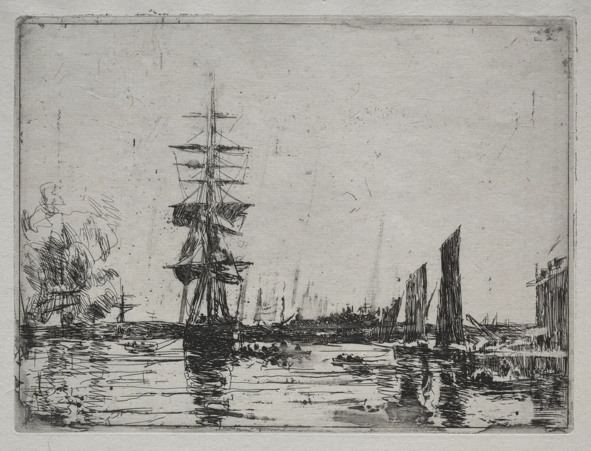 Boats at Anchor by Eugène Boudin, print, 1850-1898