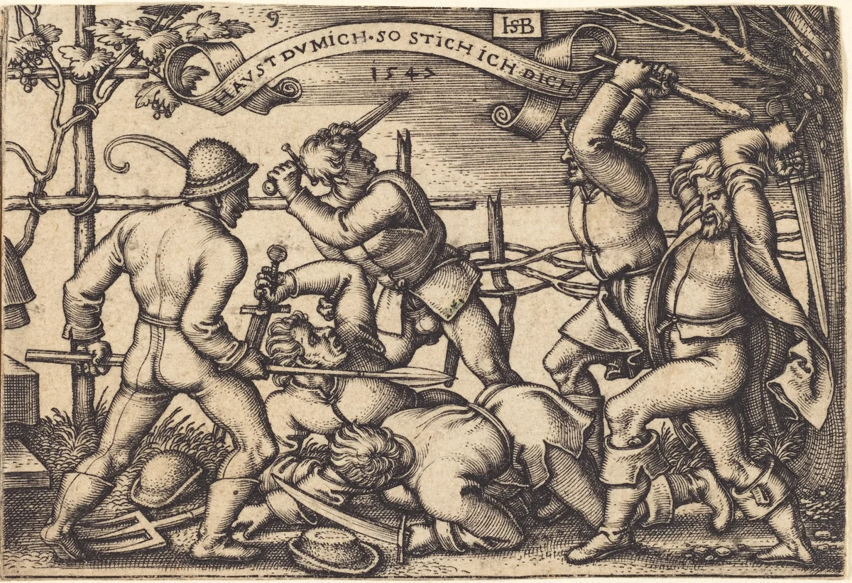 Peasants' Brawl by Sebald Beham, print, 1547