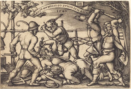 Peasants' Brawl by Sebald Beham, print, 1547