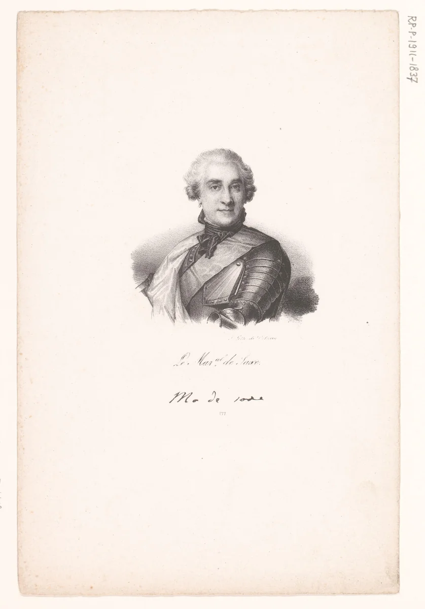 Portret van Maurits van Saksen by anonymous, print, 1818-1842