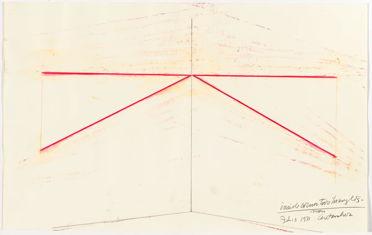 Inside Corner Two Triangles: Neon by Stephen Antonakos, drawing, 1971