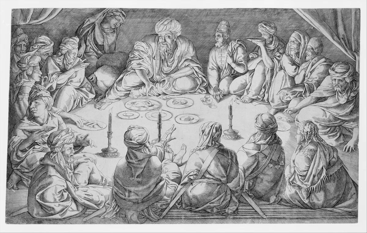 King Mulay Hasan and His Retinue at a Repast in Tunis by Jan Cornelisz Vermeyen, print, 1530-1540