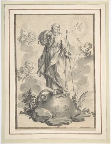The Good Shepherd by Gottfried Eichler, drawing, 1715-1770